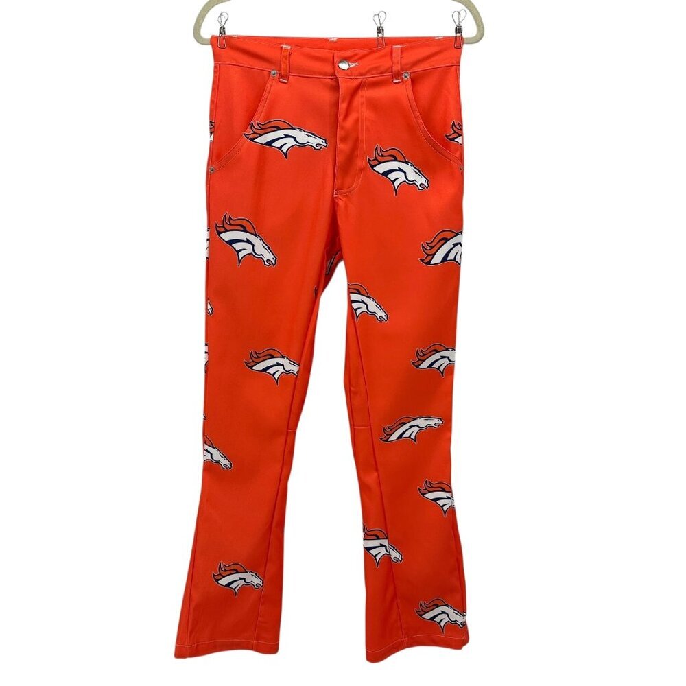 Denver Broncos Womens XXS Pants Flared High Rise Orange Logo